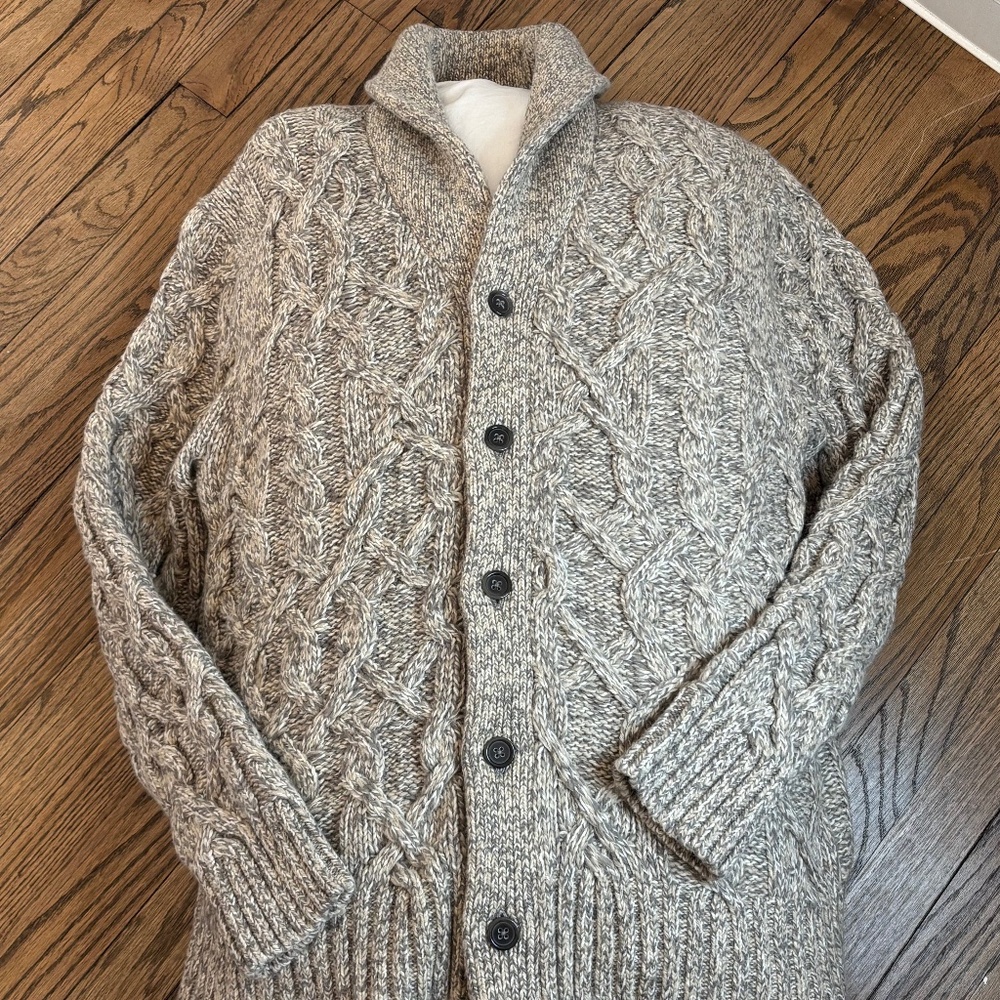 NWT Banana Republic Heritage Shawl Collar Cardigan - Italian Yarn Gray/Cream XL